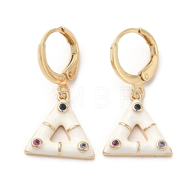 Triangle Real 18K Gold Plated Brass Dangle Leverback Earrings EJEW-L268-030G-04-1