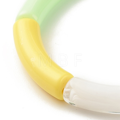 Acrylic Curved Tube Beaded Stretch Bracelet BJEW-JB07973-05-1