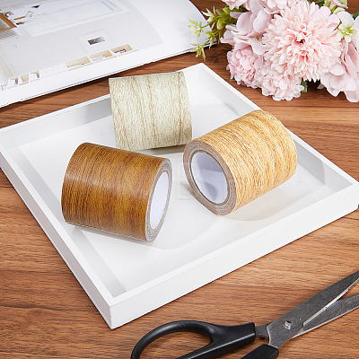 Gorgecraft 1 Roll Non-woven Fabrics Imitation Wood Grain Adhesive Tape DIY-GF0008-77C-1