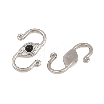 304 Stainless & Natural Obsidian S-Hook Clasps SA-CBA3073-02P-01-1