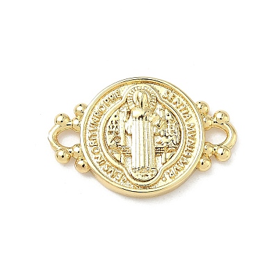 Religion Brass Saint Benedict Medal Links Connector Charms KK-P350-04G-1