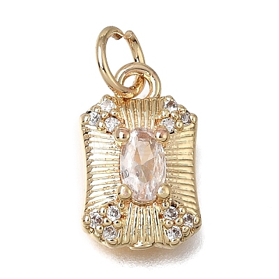 Brass Micro Pave Clear Cubic Zirconia Charms LS-KK-D110-05G-1