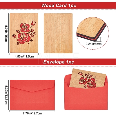CRASPIRE Rectangle with Pattern Wooden Greeting Cards DIY-CP0006-75C-1