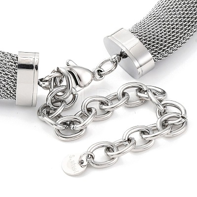 304 Stainless Steel Mesh Chain Choker Necklaces for Women NJEW-U012-03P-01-1