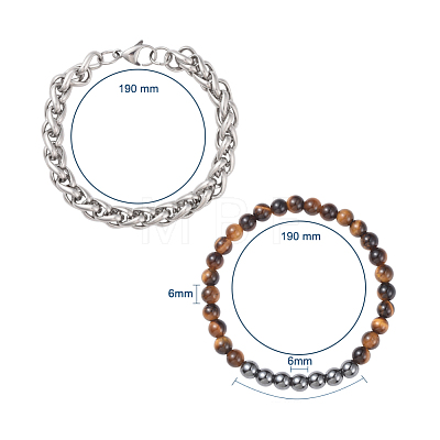 Unisex Stretch Bracelet and Chain Bracelet Jewelry Sets BJEW-JB04780-1