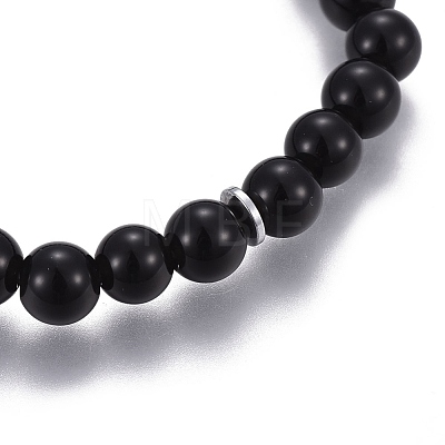 Natural Obsidian Charm Bracelets BJEW-I275-B04-1