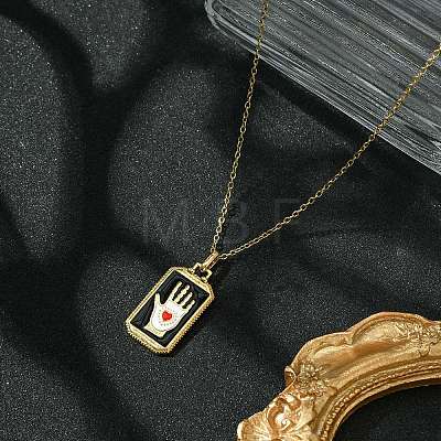 Rectangle Tarot 304 Stainless Steel with Enamel Pendant Necklaces for Women NJEW-G157-01G-02-1