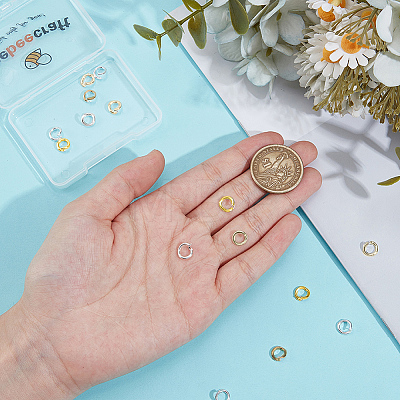 50Pcs 5 Colors Brass Open Jump Rings KK-BBC0027-91-1