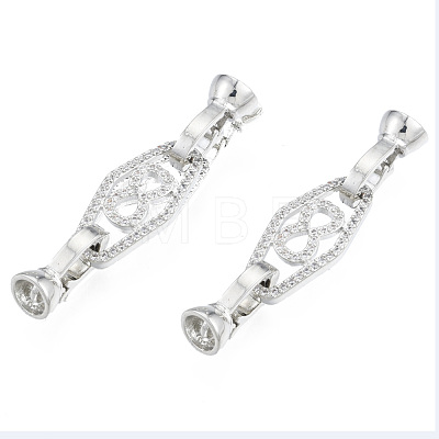Brass Micro Pave Clear Cubic Zirconia Fold Over Clasps KK-N231-355P-1