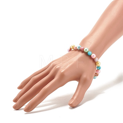 Acrylic Beaded Stretch Bracelet with Heart for Women BJEW-JB07564-1