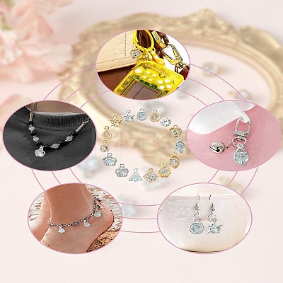 15pcs 15 Styles Alloy Charms ZIRC-YW0001-11-1