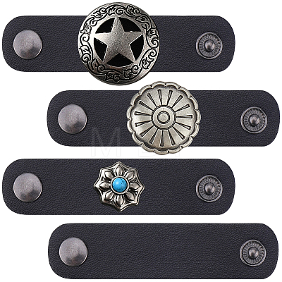 4Pcs 4 Styles PU Leather with Alloy Scarf Clips FIND-CL0002-25-1