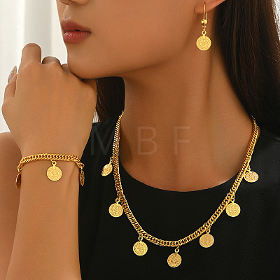 Vintage Brass Bracelets & Earrings & Cuban Chain Necklaces Set GY0372-1