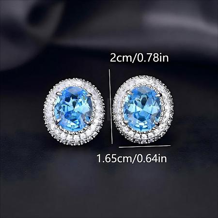Brass Micro Pave Cubic Zirconia Stud Earrings for Women FF7693-2-1