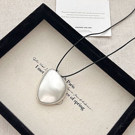 Alloy Geometric Nuggets Pendant Adjustable Black Waxed Cord Long Necklaces for Women WG9C7CE-02-1