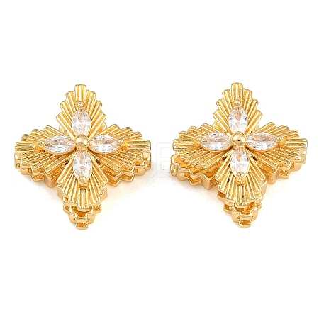 Brass Micro Pave Clear Cubic Zirconia Beads CU-CBA7392-05G-1