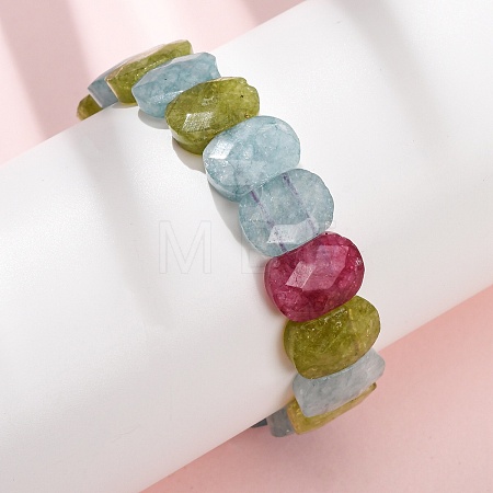 Dyed Natural White Jade Beaded Stretch Bracelets for Unisex G-K303-01K-04-1