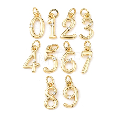 Brass Micro Pave Clear Cubic Zirconia Charms KK-P339-27G-1