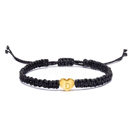 Alloy Heart with Letter Pattern Bead Braided Bead Bracelets FS-WGEB992-04-1