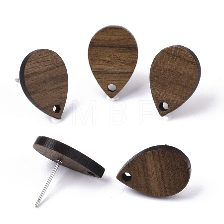 Walnut Wood Stud Earring Findings X-MAK-N033-007-1