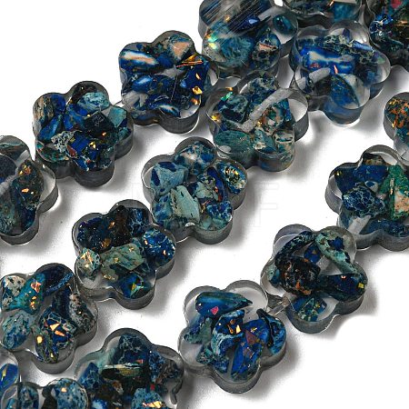Dyed Natural Imperial Jasper with Resin Beads Strands G-G083-G07-01-1