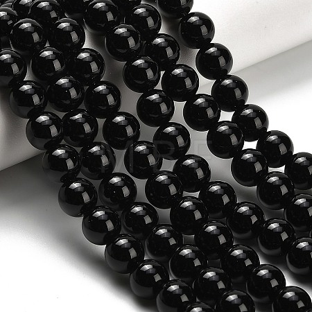 Natural Black Onyx(Dyed & Heated) Beads Strands X-G-H329-C06-6mm-1