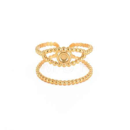 Ion Plating(IP) 304 Stainless Steel Open Pad Ring Cabochon Settings X-STAS-S119-157G-1