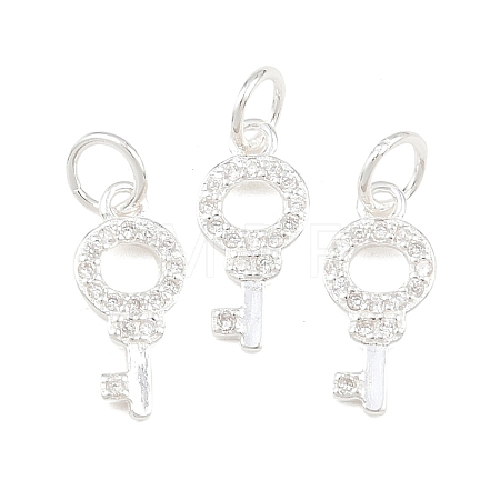 925 Sterling Silver Pave Clear Cubic Zirconia Key Charms STER-A049-07S-1