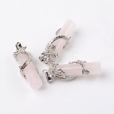 Tube Natural Rose Quartz Pendants X-G-L455-H08-1