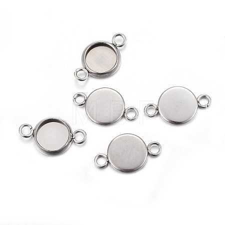 Non-Tarnish 304 Stainless Steel Cabochon Connector Settings X-STAS-F191-15P-A-1