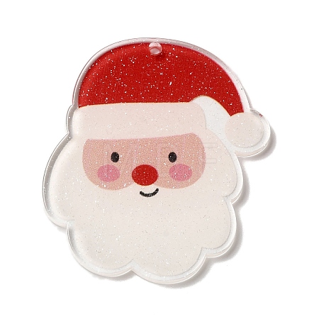 Printed Christmas Theme Acrylic Pendants OACR-L018-09A-1