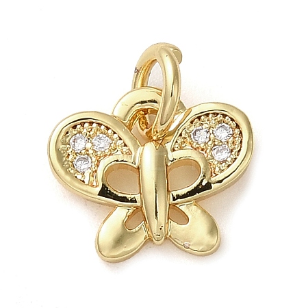 Brass Micro Pave Clear Cubic Zirconia Pendants KK-U005-01A-G-1
