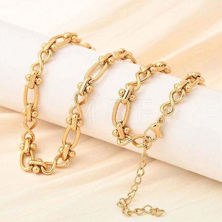 304 Stainless Steel Oval Infinity Link Chain Necklaces for Women Men NJEW-K249-20C-G-1