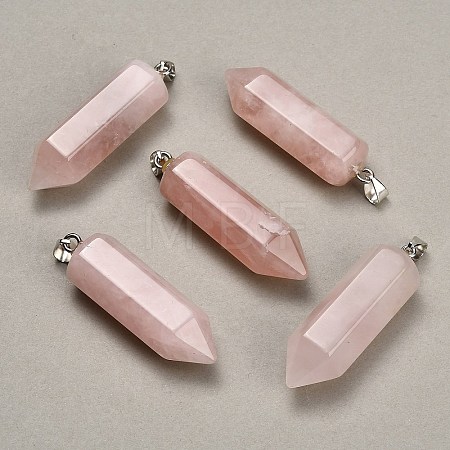 Natural Rose Quartz Pendants GG-CBAA0EE-02P-19-1