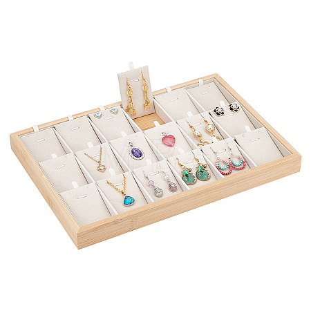 18-Grid Bamboo Pendant Necklaces Displays Plate NDIS-WH0006-07-1