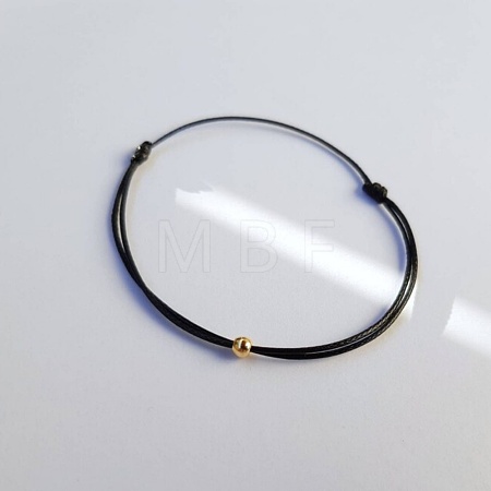 Brass Round Ball Polyester Cord Braided Bracelets QR8302-4-1