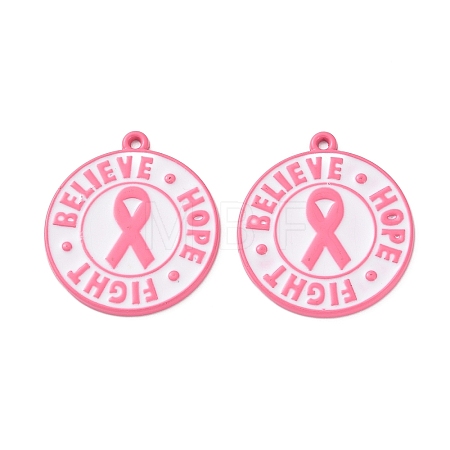 Breast Cancer Awareness Ribbon Zinc Alloy Enamel Pendants ENAM-I079-02-07-1