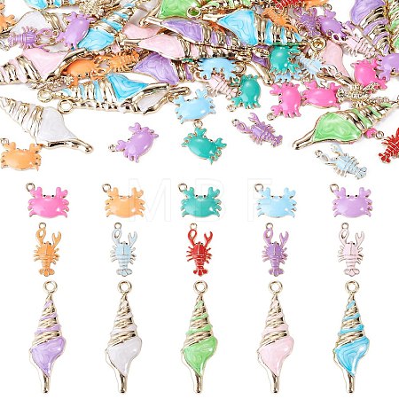 60Pcs 15 Styles Alloy and Enamel Big Pendants FIND-TA0010-95-1