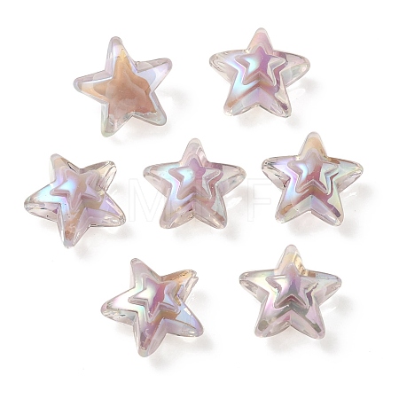 UV Plating Rainbow Iridescent Transparent Acrylic Beads OACR-C007-06F-1