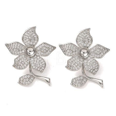 Brass Micro Pave Clear Cubic Zirconia Slide Charms KK-K422-10P-1