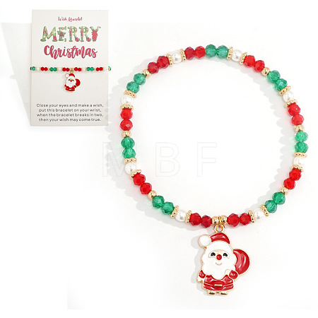 Christmas 304 Stainless Steel Enamel Charm Bracelets UB9806-7-1