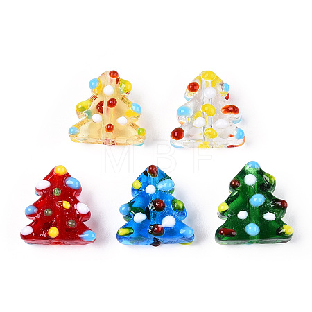 Christmas Theme Handmade Lampwork Bumpy Beads LAMP-G142-06-M-1