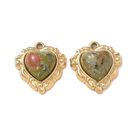 Natural Unakite Pendants STAS-P453-12G-03-1