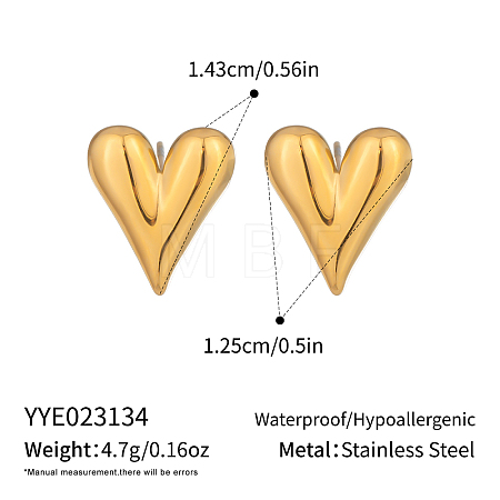Fashion Heart 304 Stainless Steel Stud Earrings HX1056-1