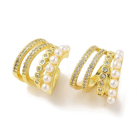 Brass Micro Pave Clear Cubic Zirconia Cuff Earrings EJEW-I305-07G-1