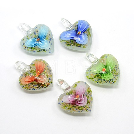 Heart Handmade Lampwork Pendants LAMP-L028-07-1