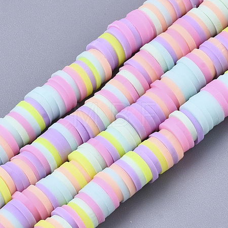 Handmade Polymer Clay Beads Strands CLAY-R089-6mm-087-1