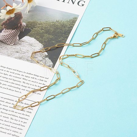 304 Stainless Steel Paperclip Chains Necklace NJEW-JN03593-01-1