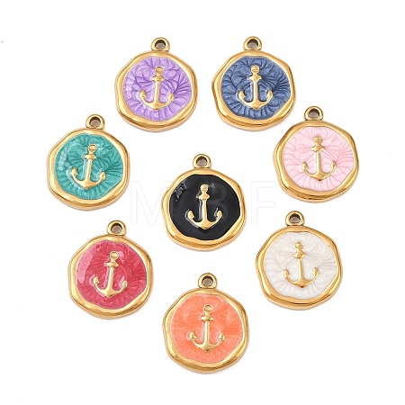304 Stainless Steel Enamel Pendants STAS-P425-01G-07-1