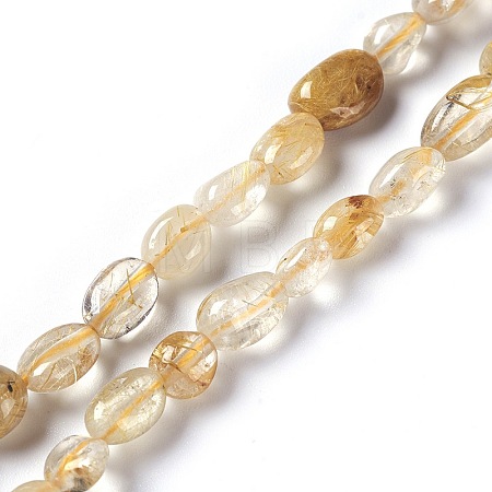 Natural Gold Rutilated Quartz Beads Strands G-L493-15-1